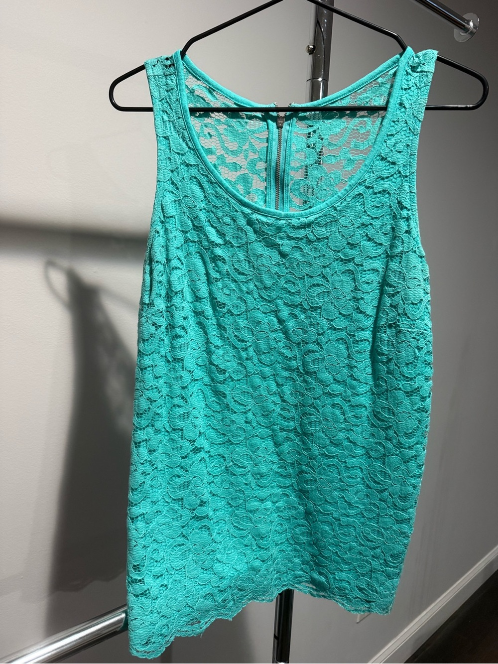 Soho Teal Lace-Trim Sleeveless Top